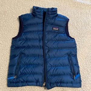Patagonia kids blue puffy vest, size XS